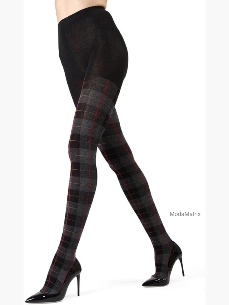Plaid Sweater Tights, Cozy Cotton Knit, Warm Winter Tights For Women